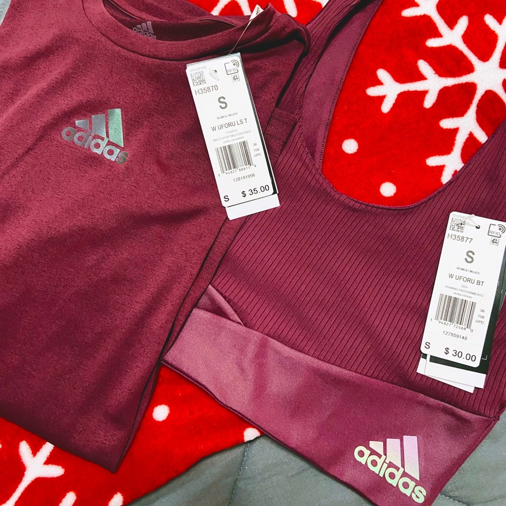 Adidas shirt and sports bra set